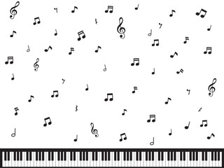 ピアノの鍵盤と音符の壁紙