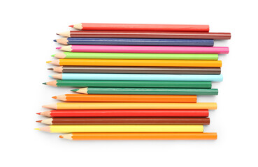 Set of colorful pencils on white background