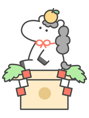 Cute horse kagami mochi illustration – Japanese New Year zodiac animal design