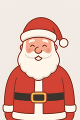 Image of Santa Claus icon wearing red and white clothes with plain white and gray background, portrait size, Christmas