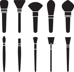 Brush Tool Vector Clipart Bundle, Brush Silhouette Vector Black and White