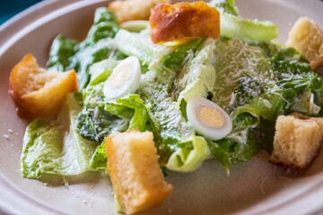 Classic Caesar: Crisp Romaine Salad with Egg, Croutons, and Parmesan Cheese