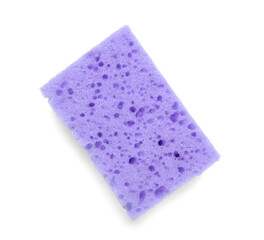 Purple cleaning sponge on white background
