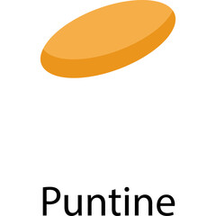 Orange Oval Shape Icon With Text Puntine Below Isolated On White Background With Subtle Shadow Simple Flat Design Minimalist Graphic Element For User Interface Or Web Design