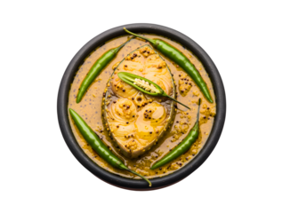 Hilsa fish curry, or Sorshe Illish, made with mustard seeds, is a beloved dish in both Bengali and Indian food culture.