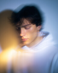 Dramatic Male Portrait with Soft Light and Motion Blur