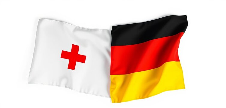 German and Austrian flags displayed side-by-side on a plain white background,  flags,  national