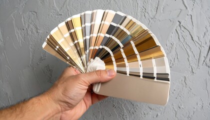 Hand holding a paint color fan