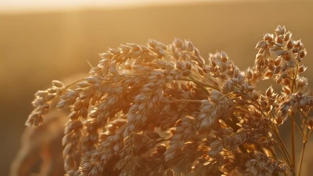 Macro detail of quinoa with visible pollen in the evening sun