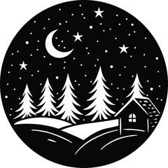 winter landscape with christmas tree and snow