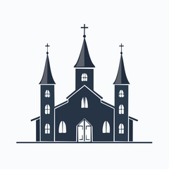 Obraz premium Stylized Church Silhouette with Three Towers and Crosses.
