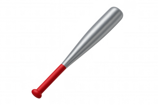 Baseball bat made of aluminum and red grip ready for playing sport games, isolated on transparent background