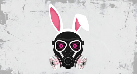 Cyber Bunny Gas Mask Illustration