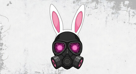 Cyber Bunny Gas Mask Illustration