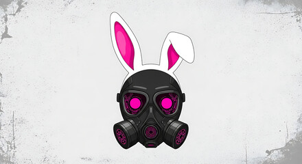 Cyber Bunny Gas Mask Illustration