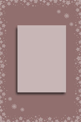 Festive frame with snowflakes border and blank paper card copy space template.