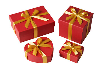 Obraz premium Elegant red gift boxes with gold ribbon for Valentine's Day sales