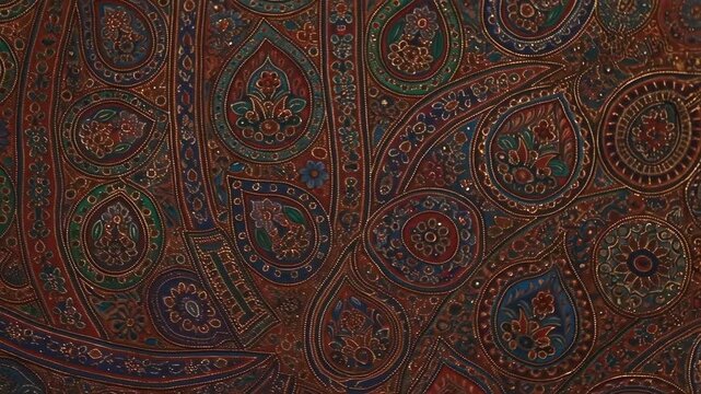 Ornate indian paisley pattern fabric texture