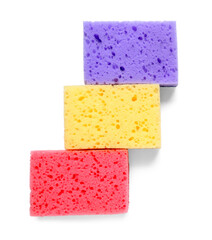 Cleaning sponges on white background