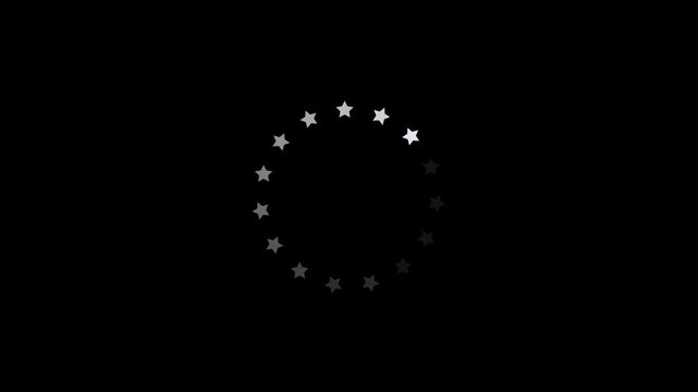 Spinning circle of stars loading animation on a dark background