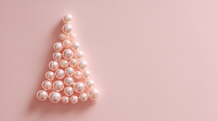 Elegant pearl Christmas tree design on soft pink background