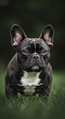 Fototapeta premium Black Dog Standing on Grass