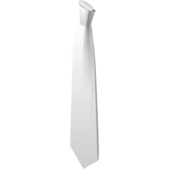 A Simple White Necktie Object Displayed Vertically Against a White Background With a Subtle Shine on Its Fabric, Isolated Graphic Element for Formal Wear Accessories