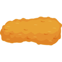 A Single Golden Brown Crispy Chicken Nugget Food Item Isolated on White Background with Transparent Layer and No Shadows in a Flat Illustration Style