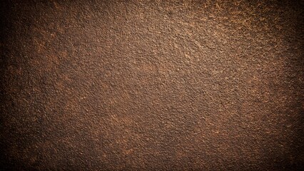 Detailed macro view of an old, rough metal surface with a pronounced dark brown and orange rust texture. A moody, abstract, industrial, and vintage background.
