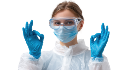 Healthcare Worker in Protective Medical Gear on white background