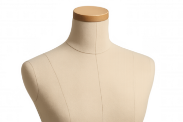 Mannequin top torso for fashion design and tailoring, an isolated studio shot with transparent background