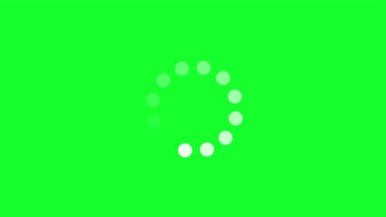 An animated icon of a rotating loading circle with white dotted progress on a green background. - Powered by Adobe