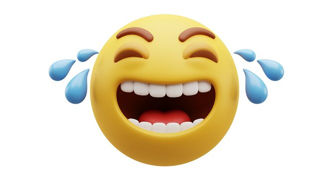 Yellow emoji face laughing with tears of joy and open mouth image