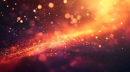 Obraz premium Warm, radiant bokeh particles dance across a dark backdrop, creating a magical, ethereal atmosphere