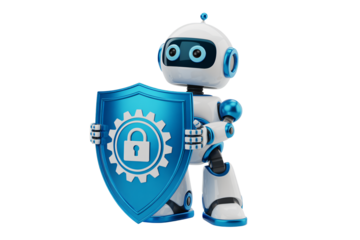 Robot guardian securely shielding data with advanced tech shield