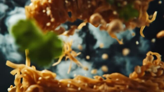 Delicious asian noodles dish aerial view ready for commercial use