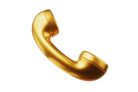 Modern golden telephone receiver shines with communication power