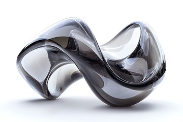 Elegant transparent red wave sculpture with smooth artistic futuristic lines image