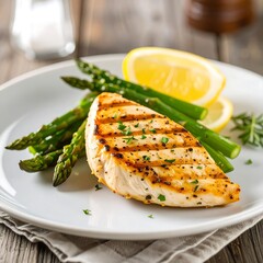 Grilled chicken breast with asparagus and lemon (2)
