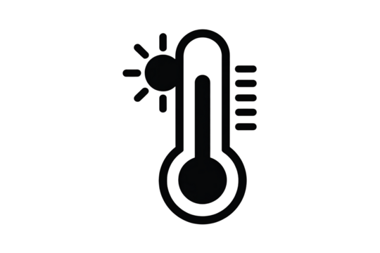 Heatwave forecast with thermometer and sun for weather reports