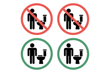 Proper toilet etiquette is demonstrated in a helpful public service