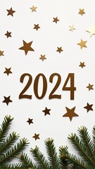 A white background with a number 2024 surrounded by gold stars.