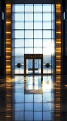 A large window with a view of a city