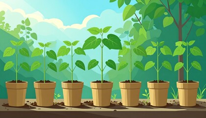 Growing plants in pots outdoors