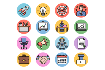 Startup success icons dynamic business growth modern office concepts