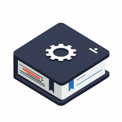 Isometric Detailed Knowledge Handbook with Gear Sign Education Symbol