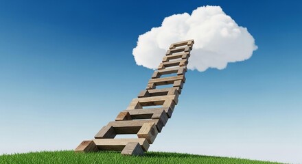 Climb the ladder to your dreams and reach for the clouds with this inspirational concept, success and achievement are possible, step by step