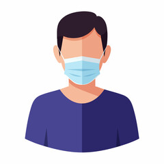 Flat Illustration Man Wearing Face Mask Health Safety Protection Portrait