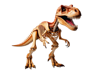 Detailed educational dinosaur model,Skeleton isolated on transparent or white background