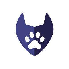 Modern Minimalist Dog Animal Logo Design Template With Paw Print Cutout